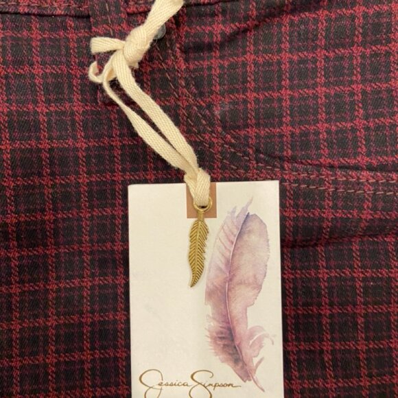Jessica Simpson Red and Black Skinny Ankle Plaid Jeans - 18W - NWT - Picture 6 of 8